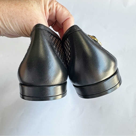 Stuart Weitzman Womens Arabella Black Mesh Flats MaryJane Gold Buckle Strap 11.5 - Picture 7 of 16